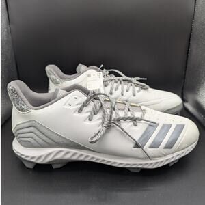 Adidas Baseball Cleats Mens 17 Icon Bounce TPU Plastic Cleat White Silver AQ0138